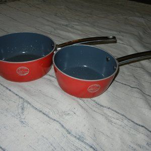 2 Todd English red pots - no lids